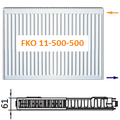 Панельный радиатор ARBONIA FKO 11-500-500 с боковым подключением