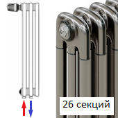 Радиатор Rifar Tubog Ventil 3037/26 секций нижнее подключение с термовентилем цвет Технолак TL