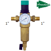 Фильтр самопромывной ARROWHEAD WF-550-25 1" с латунной колбой сетчатым фильтром редуктором и манометром
