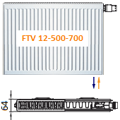 Панельный радиатор ARBONIA FTV 12-500-700 с нижним подключением