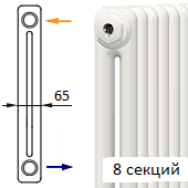 Трубчатый радиатор KERMI RRN 2057/8 c боковым подключением белого цвета RAL 9016