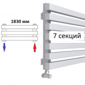 Горизонтальный настенный радиатор КЗТО QUADRUM 40 H 1750-7 секций нижнее разнесенное подключение цвет белый муар