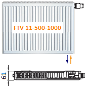 Панельный радиатор ARBONIA FTV 11-500-1000 с нижним подключением