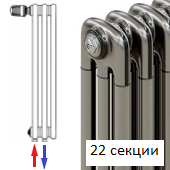 Радиатор Rifar Tubog Ventil 3037-22 секции нижнее подключение с термовентилем цвет технолак (TL)