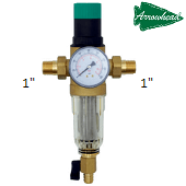 Фильтр самопромывной ARROWHEAD WF-500-25 1" с прозрачной колбой сетчатым фильтром редуктором и манометром