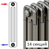 Радиатор Rifar Tubog 3057/14 секций боковое подключение цвет Технолак TL