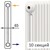 Трубчатый радиатор KERMI RRN 2057/10 c боковым подключением белого цвета RAL 9016