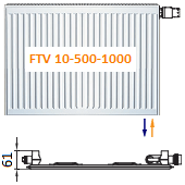 Панельный радиатор ARBONIA FTV 10-500-1000 с нижним подключением