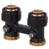 Прямой узел черный Oventrop Multiflex R ZB 101580113 3/4НГx3/4НР для нижнего подключения радиаторов