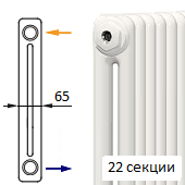 Трубчатый радиатор KERMI RRN 2050/22 c боковым подключением белого цвета RAL 9016