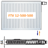 Панельный радиатор ARBONIA FTV 12-500-500 с нижним подключением