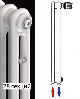 Радиатор Rifar Tubog Ventil 2057/28 белого цвета с нижним подключением