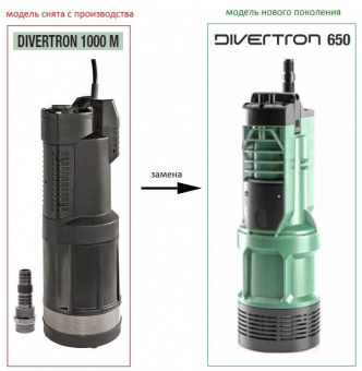 Насос Divertron 100 М снят с произвводства и заменен на модель Divertron 650 M