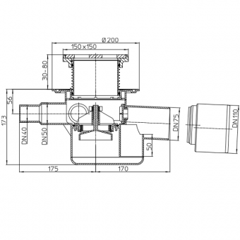 Чертеж и размеры трапа HL70G
