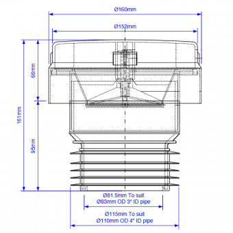 Размеры клапана McAlpine MRAA100ES-GR