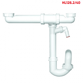Сифон HL126.2/40 c DN40 для двойной кухонной мойки