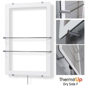 Инфракрасный стеклянный полотенцесушитель ThermoUp Dry Side F с рамкой белого цвета