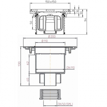 Чертеж трапа HL310NPrG-SML