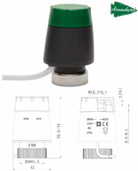 Нормально-закрытый термоэлектрический привод (актуатор) Arrowhead CS-920-01
