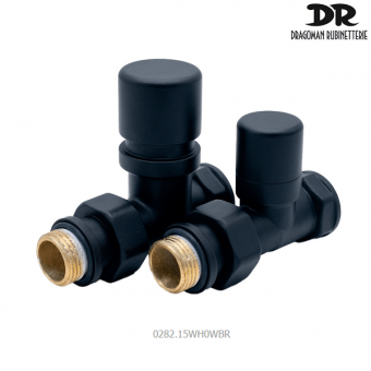 Прямой термостатический набор вентилей DR 0282.15WH0WBR 1/2х1/2 черного цвета
