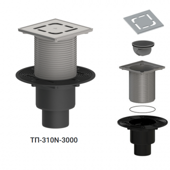 Трап Татполимер ТП-310N-3000 с вертикальным выпуском 110/75/50 мм
