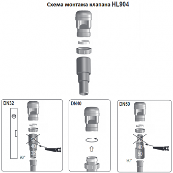 Схема монтажа клапана HL904