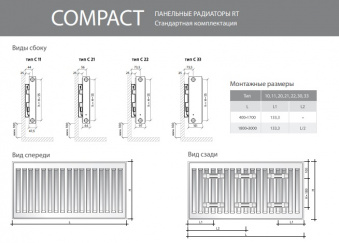 Панельный радиатор Royal Thermo Compact С33-500 чертеж