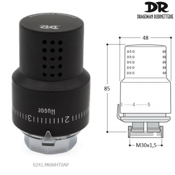 Термостатическая головка DR 0241.М6WHT0AP черная