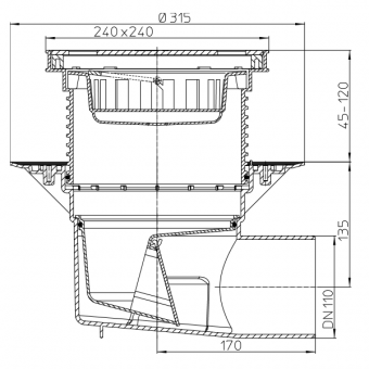 Чертеж трапа HL615S с размерами