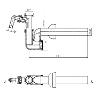 Чертеж сифона HL133/40