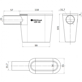 Чертеж и размеры воронки PROFcool VSP-32