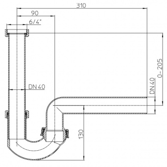 Чертеж сифона HL100G/40