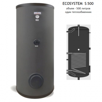 Бойлер косвенного нагрева Ecosystem S 500. Объем 500 литров. Один теплообменник