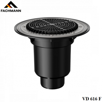 Кровельная воронка Fachmann VD 616 F. Вертикальный выпуск DN110/160. Плоский листвоуловитель, обжимной фланец