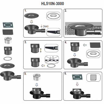 Схематичный пример монтажа трапа HL510N-3000