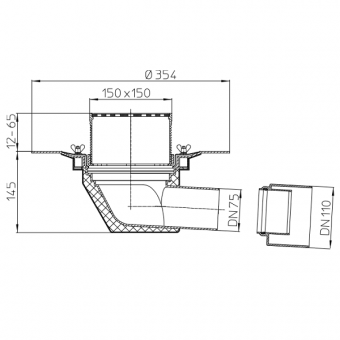 Чертеж и размеры воронки HL64B