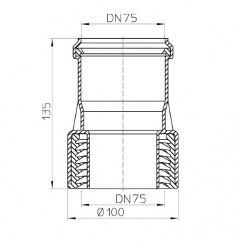 Чертеж переходника HL9/7 с размерами
