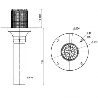 Чертеж воронки Fachmann V-PVC 110x720
