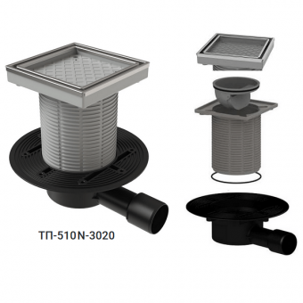 Трап под плитку Татполимер ТП-510N-3020 с горизонтальным выпуском DN40/50