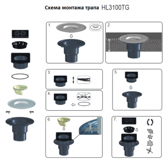 Схема монтажа трапа HL3100TG