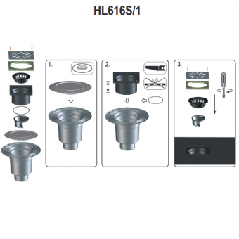 Пример монтажа трапа HL616S/1