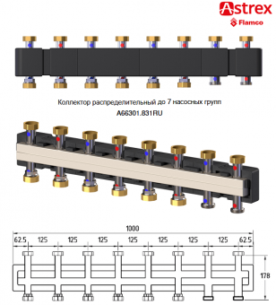 Распределительный коллектор Astrex A66301.831RU для подсоединения до 7 насосных групп