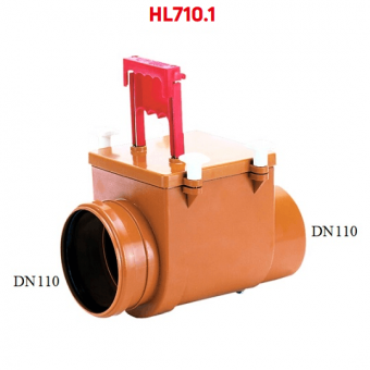 Канализационный затвор HL 710.1 с соединением DN110, однокамерный, с механически запирающейся заслонкой