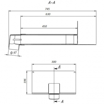 Чертеж воронки Fachmann VC-PVC 100x100x450 Эконом (артикул 01.182)