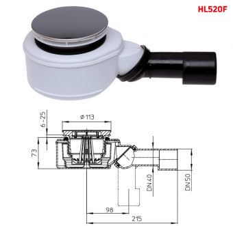 Сифон HL520F для душевого поддона DN40/50