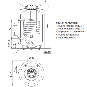 Размеры бойлера Hajdu AQ IND 100SC E