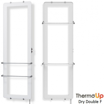 Инфракрасный стеклянный полотенцесушитель ThermoUp Dry Double F с белой  рамкой
