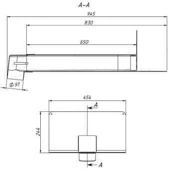 Чертеж воронки Fachmann VC-PP 100x100x650 (артикул 01.180)