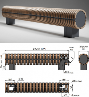 Напольный водяной конвектор SAVVA Timber KN 170-280-1000 в цвете Натуральный Дуб