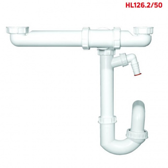 Сифон HL126.2/50 с DN50 для двойной кухонной мойки